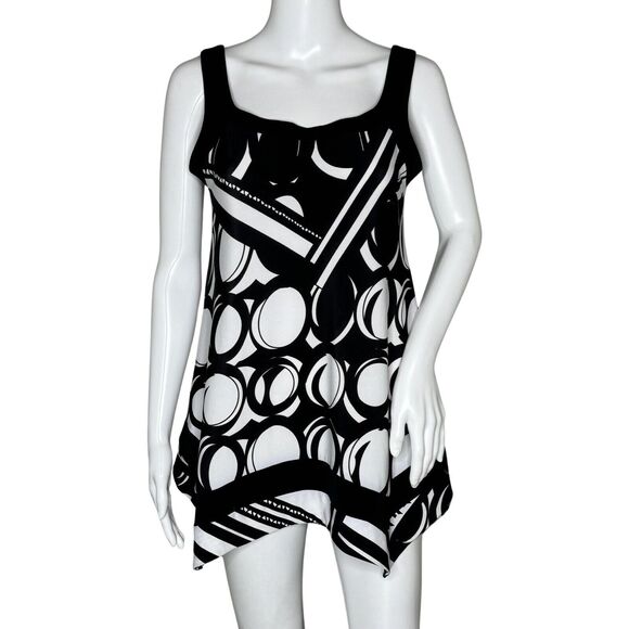 Joseph Ribkoff Tops - Joseph Ribkoff Shirt‎ Womens 6 Black White Geometric Blouse Retro Edgy Artsy